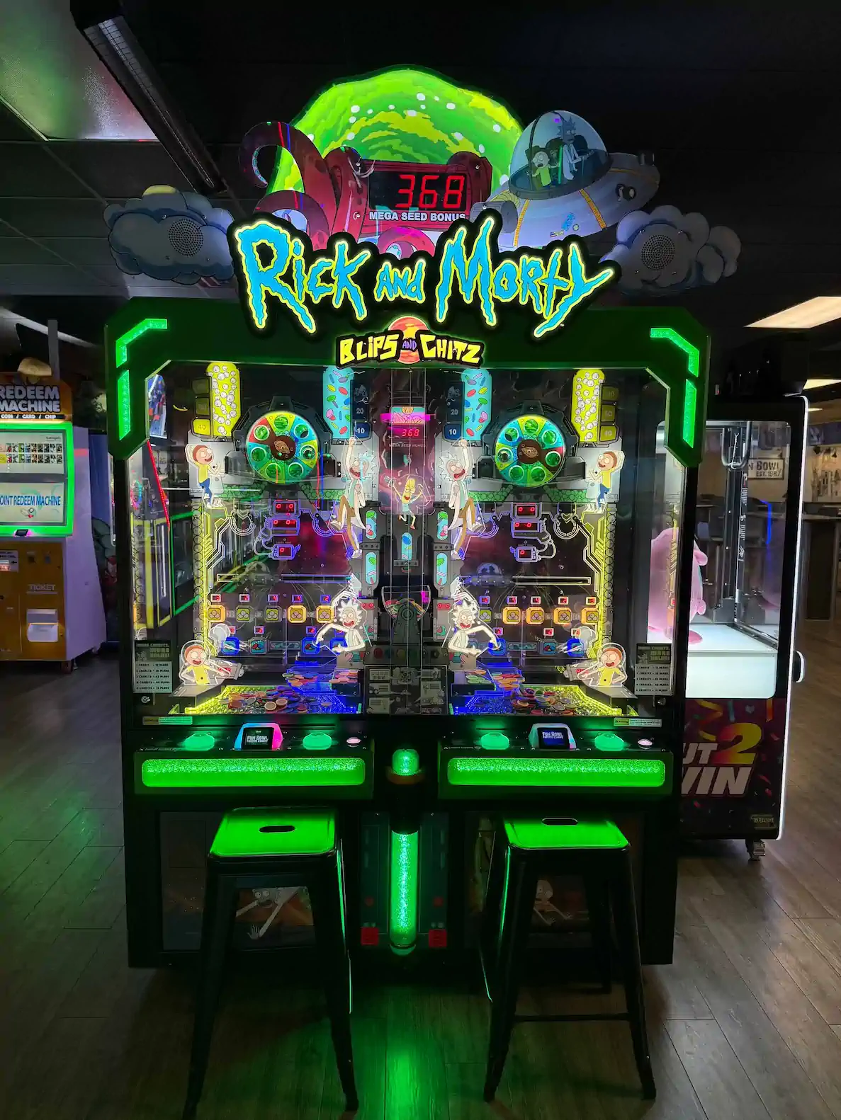 Rick and Morty coin pusher arcade game