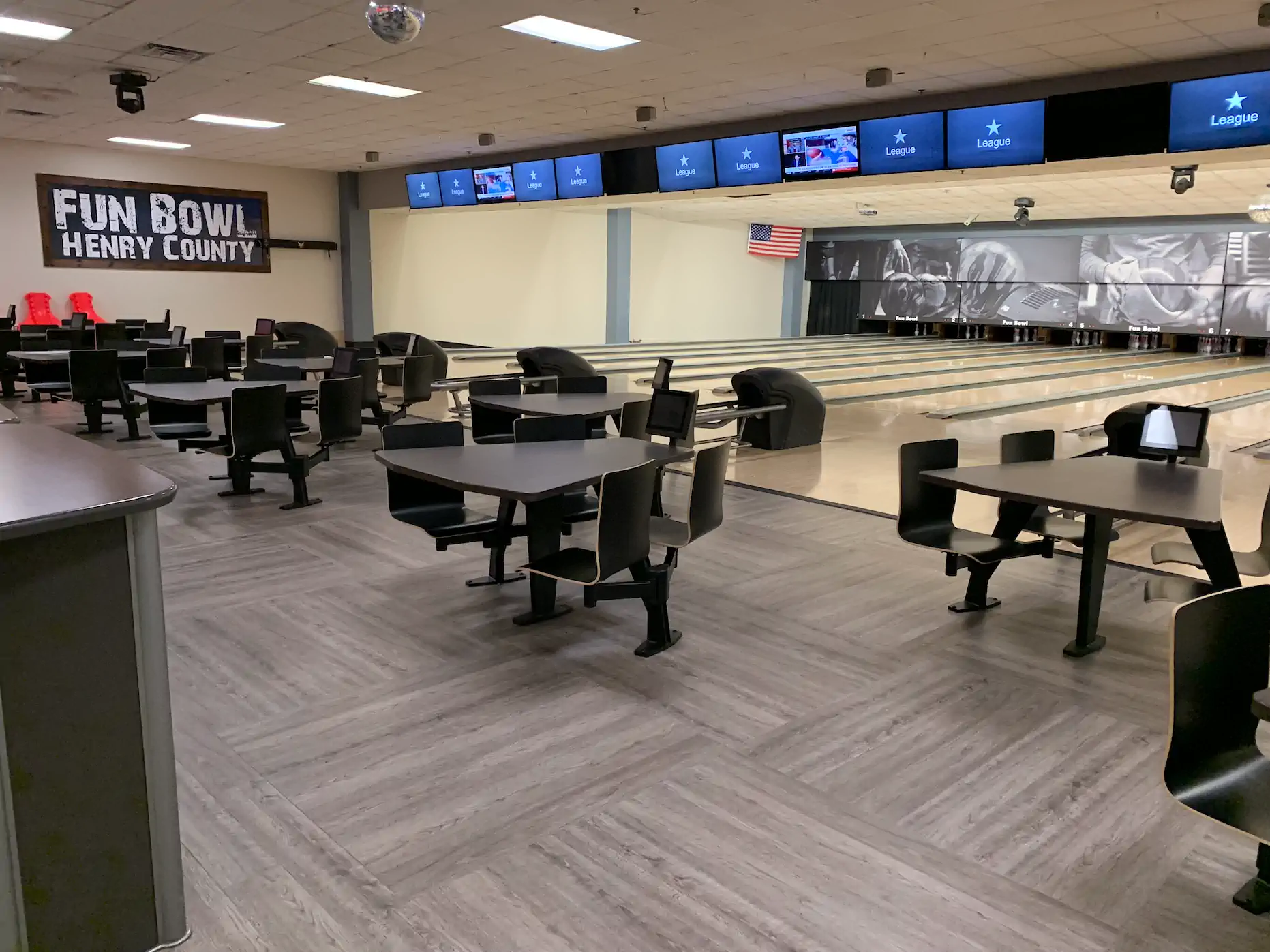 Bowling lanes at Fun Bowl Henry County